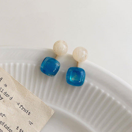 Small Fresh Blue Oil Earrings Retro Fashion Temperament Silver Needle Jewellery