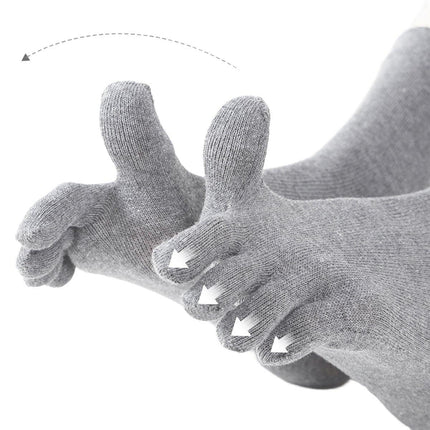 2Pairs Soft Sport Running Five Finger Toe Sock Elastic Short Solid Sock Men Grey