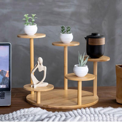 Round Tabletop Flower Stand Balcony Storage Shelf Display Rack Indoor Outdoor