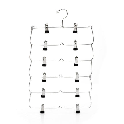 Six Layer Trouser Skirt Hanger Folding Storage Rack Pants Hanging Organizer
