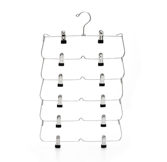 Six Layer Trouser Skirt Hanger Folding Storage Rack Pants Hanging Organizer