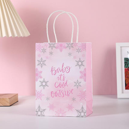 30pcs Pink Romantic Flower Tote Bag Cowhide Paper Elegant Design Gift Bag