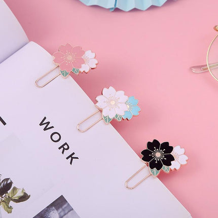 Bookmark Sakura Flowers Metal Bookmark Cherry Blossom Kids Paper Clip - Aimall