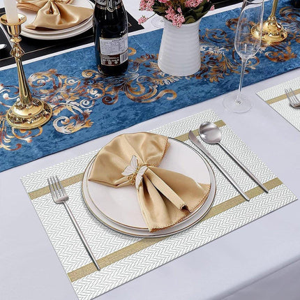 4X Anti-Slip Woven Placemat Waterproof Oil-proof Placemat Heat Resistant PVC Mat