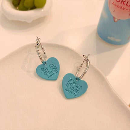 Green Academy Style Heart Shaped Cute Earring Clip Women Fashion Jewelry