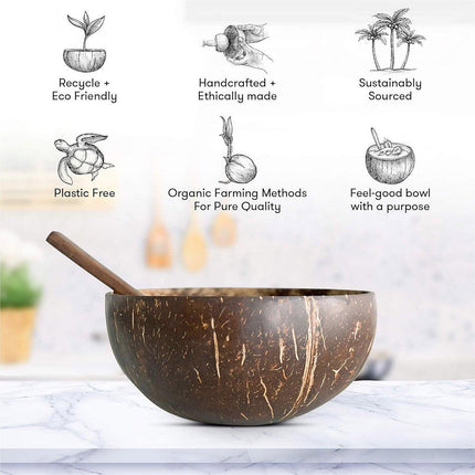2Sets Natural Coconut Shell Bowls Dessert Fruit Salad Serving Bowls