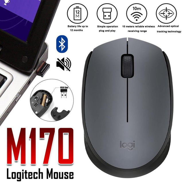 Logitech M170 Mini Wireless Bluetooth Mouse for Desktop Laptop PC USB Receiver - Aimall