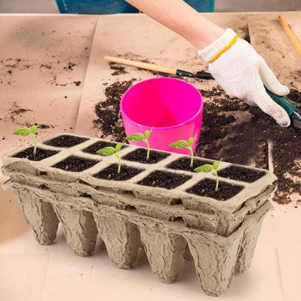 250x 10Grids Nursery Pots Biodegradable Paper Pulp Cup Garden Plant Nursery Tray - Aimall