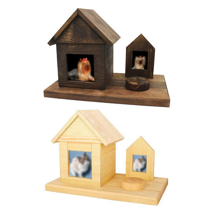 Pet House Urns Dog Cat Ashes Urn with Photo Frame Memory Box Wooden Memorial Pet - Aimall