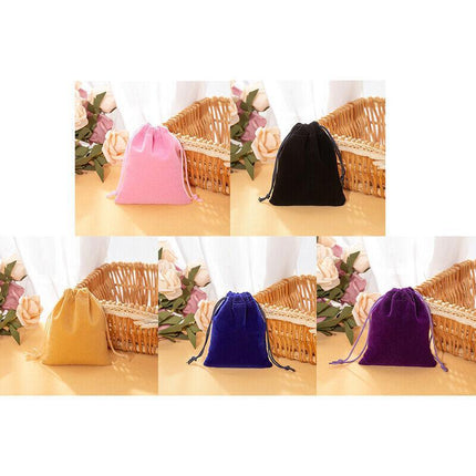50X Small Velvet Cloth Drawstring Bags Gift Bag Jewelry Ring Pouch Earring Favor 7x9 - Aimall