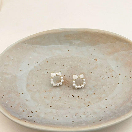 Chic Dainty Bow Earrings for Women Small Round Elegant Jewelry Fashion Gift
