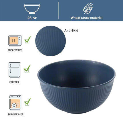 6pcs 26oz Wheat Straw Soup Bowl Set Home Kitchen Tableware Bowls
