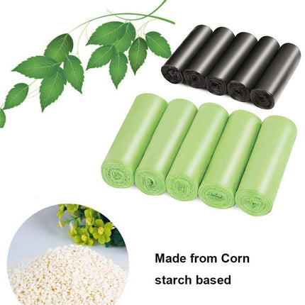 10Rolls Black Biodegradable Bin Liners Kitchen Garbage Bags 2.6GL,4GL,8GL,13GL - Aimall