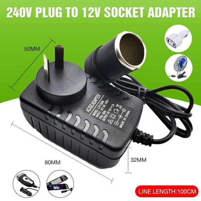 Au 240V Mains Plug To 12V Socket Adapter Car Cigarette Lighter Power Converter - Aimall