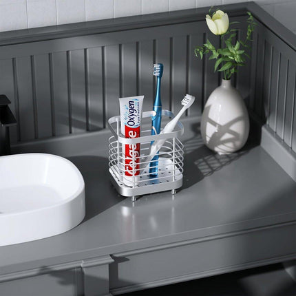 Stainless Steel Household Toothbrush Holder Draining Storage Shelf for Bathroom