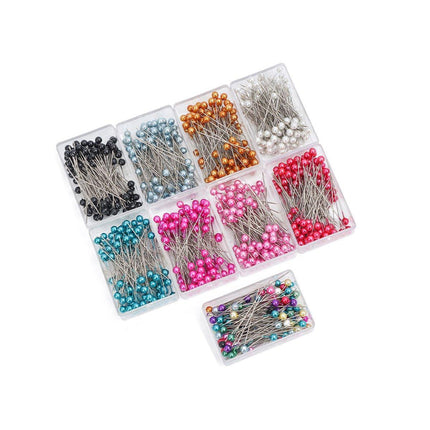 9Boxs Multicolor Pearl Head Pins Sewing Craft Needles for Cross Stitch Quilting
