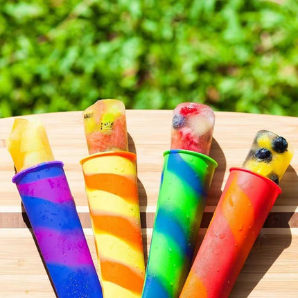 6PCS Silicone Popsicle Molds with Lids Multi-Color Reusable Ice Cream Mold Set