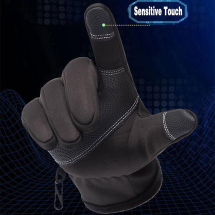 Winter Gloves Waterproof Thermal Touch Screen Thermal Windproof Warm Black - Aimall