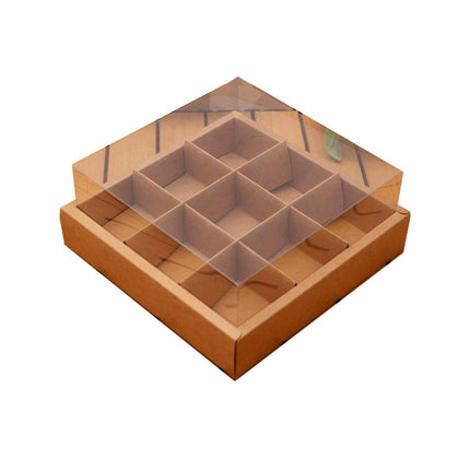 Clear Plastic Nine-grid Cake Box Pack of 10 Storage Containers High Quality