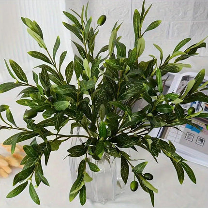 5PCS Artificial Olive Branch Greenery Fake Olive Leave with Fruit for Home Decor