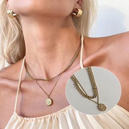 Fashion Women Multi-Layer Boho Choker Collar Pendant Chain Bib Necklace Jewelry - Aimall