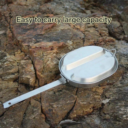 Portable Outdoor Stainless Steel Lunch Box Long Handle Oval Camping Cookware