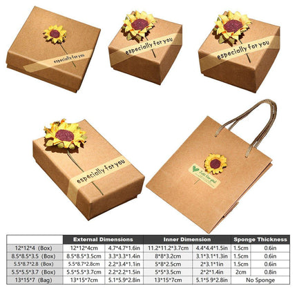 50pcs Kraft Paper Sunflower Applique Jewelry Gift Box Packaging Craft Supplies