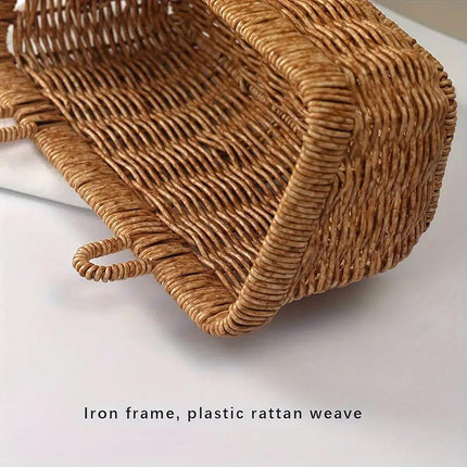 Wall-Mounted Rattan Style Hanging Storage Basket Kitchen Vegetable Fruit Basket