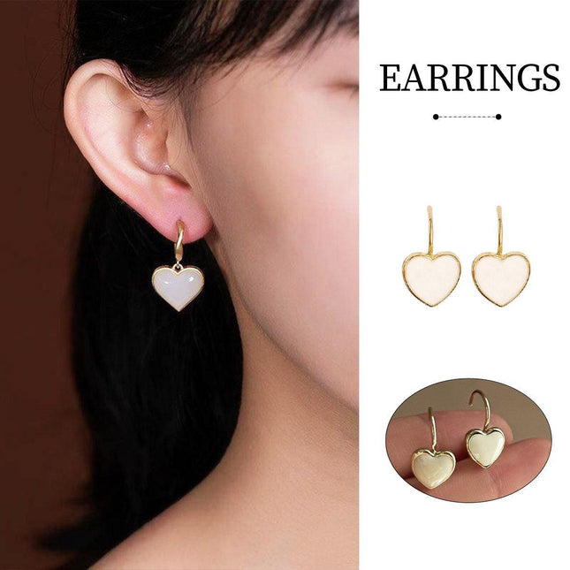 Stylish Milk White Earrings for Women Fashionable Simple Ear Studs and Hooks