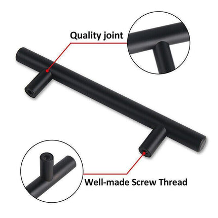 5PCS Black Kitchen Cabinet Door Handles Stainless Steel Door Drawer Pull T Bar - Aimall
