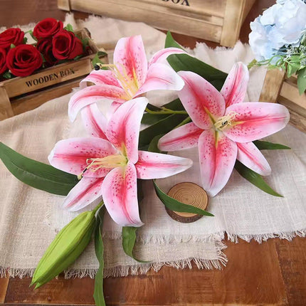 2PCS Artificial Lily Flowers Wedding Home Decor Fake Wild Lily Floral Stems