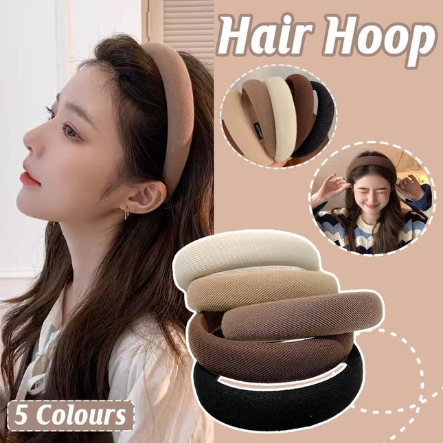 Ladies Headband Padded Hairband Wide Sponge Hair Hoop Solid Colour Accessories - Aimall