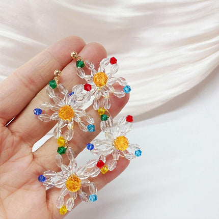 Beaded Flower Long Fringe Earrings Fashion Stud Jewellery for Women Gifts