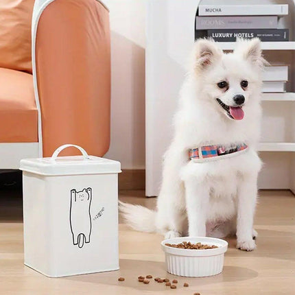 Food Storage Bucket Sealed Moisture Proof Container for Cat Dog Snacks Tin Box