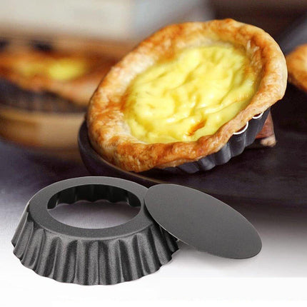 12PCS Mini Detachable Tart Mold Baking Cake Pan Nonstick Bottom Cupcake Molds