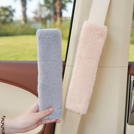 Winter Plush Shoulder Strap Cover Neck Cushion Pad for Comfortable Car Travel 2PCS