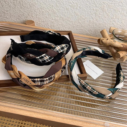 Women Retro Hair Hoop Fried Dough Twist Headband French College Style Hair Clip - Aimall
