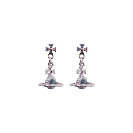 Elegant 3D Saturn Earrings for Women Unique Transparent Niche Design Jewelry