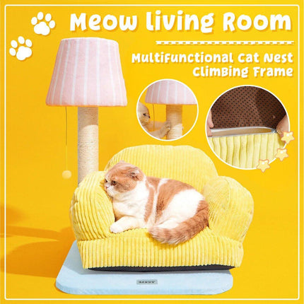 Multifunctional Cat Lounge Cozy Sofa Scratch Post Comfortable Kitty Rest Area - Aimall