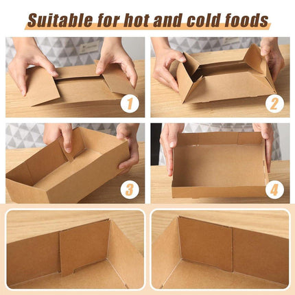 50PCS Disposable Kraft Paper Takeout Lunch Box Picnic Dessert Food Packing