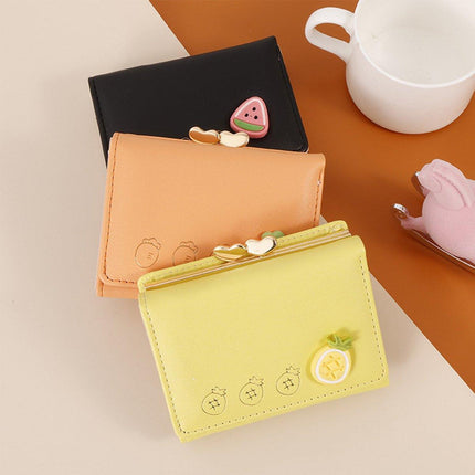 Cute Fruit Folding Wallet Ladies Mini Cartoon Money Clip Small Coin Purse Holder