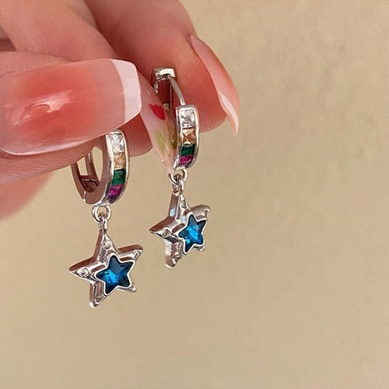 Star Hollow Circle Earrings Elegant Simple Design Fashion Jewelry for Women