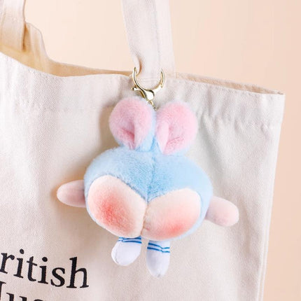 Honey Peach Butt Keychain Rabbit Ears Pendant Toy Bag Decor Plush Doll Key Ring - Aimall