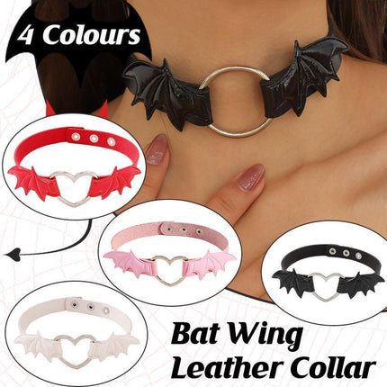 Black Choker Necklace with Gothic Punk Vampire Heart Wing Design