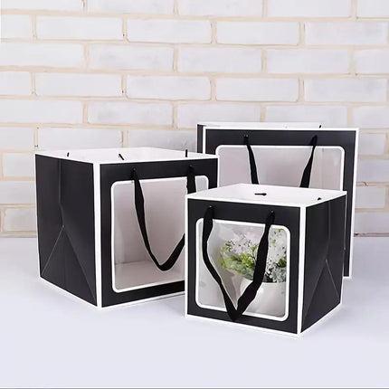 20PCS Open Window for Flower Doll Wedding Gift Transparent Square Packaging Bag