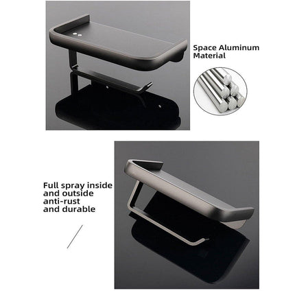 Wall Mounted Aluminum Toilet Paper Holder Non-perforated Tissue Cell Phone Shelf