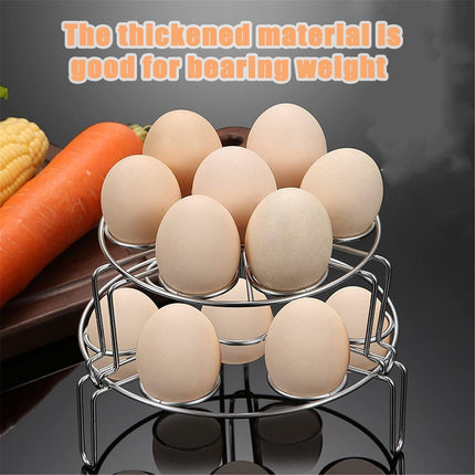 Double Layer 304 Stainless Steel Steaming Rack Tripod Egg Rack Kitchen Cooking