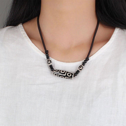 Ethnic Bead Choker Necklace Cotton Linen Fashion Jewelry Accessories for Women
