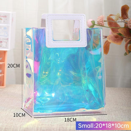 Clear PVC Tote Bag Transparent Laser Jelly Bag Plastic TPU Handbag for Women
