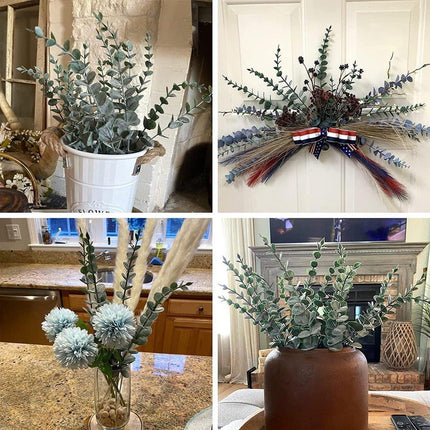 20PCS Eucalyptus Plastic Leaves Holiday Christmas Decor Wedding Home Flowers